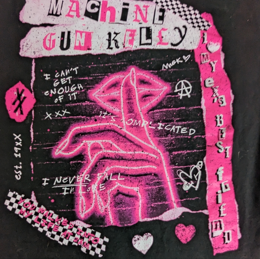 Machine Gun Kelly It's Complicated FINGERS LIPS NEON Size Large & Small